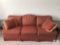 Burgundy & Gold Tone Upholstered Sofa Couch