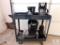 Metal Cart with Assorted Coffee makers and Toaster Oven