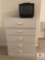 5 Drawer White Chest and Small TV with Remote