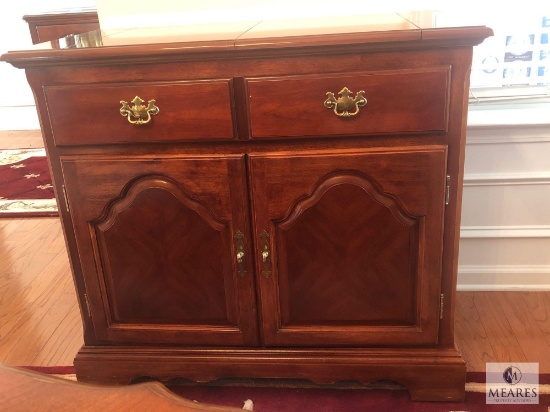 Wood Buffet Side Table with Fold-Out Top for Larger Serving Area