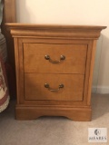 Two Drawer Wood Nightstand Table