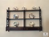 Wood Wall Shelf with (7) China Teacup & Saucer Sets