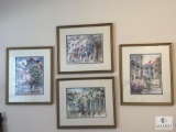 Set of (4) Josie Edell Charleston Watercolor Framed Prints