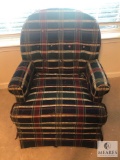 Upholstered Occasional Chair in Navy, Green & Red Plaid