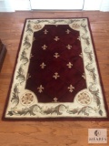 Jewel Collection Red Fleu-de-lis 3.5' x 5.5' Area Rug