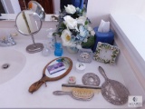 Vanity Lot - Set of Mirror, Compact, Comb & Brush Set, Magnifying Mirror, Decorations and More