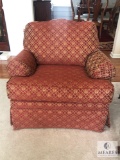 Burgundy & Gold Tone Upholstered Chair