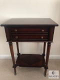 Vintage Wood Side Table with Drawer
