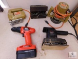 Black & Decker Power Tool Lot - Router, Jig Saw, Sander, Cordless Drill and Bits