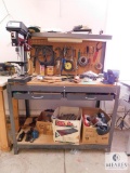 Tool Bench with Large Lot of Assorted Tools