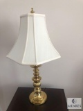 Brass Base Table Lamp with Ivory Shade