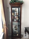 Lighted Wood & Glass Curio Cabinet
