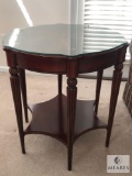 Vintage Wood Accent Table with Pinwheel Inlay