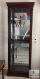 Lighted Wood & Glass Curio Cabinet