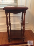 Bombay Wood Spindle Leg Side Table or Plant Stand with Fold Out Top