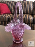 Fenton Lavender Glass Diamond Hobnail Basket