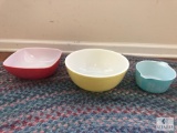 Lot of 3 Vintage Pyrex Colored Glass Mixing & Serving Bowls