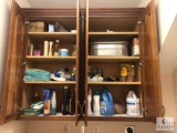 Laundry Room Cabinet Contents - Assorted Cleaners, Roasting Pan and More