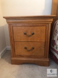 Two Drawer Wood Nightstand Table