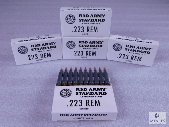 100 Rounds Red Army .223 REM 55 Grain FMJ Ammo