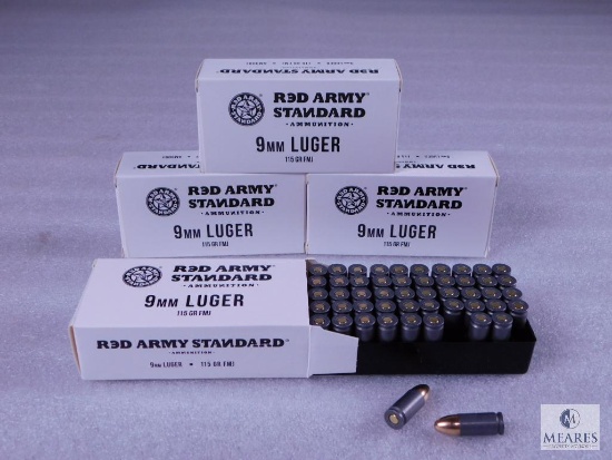 200 Rounds Red Army 9mm 115 Grain FMJ Ammo