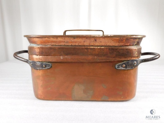 Antique Copper Beef / Stock Pot with Lid