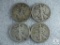 Group of Four Mixed Date and Mint Walking Liberty Half Dollars