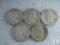 Group of Five Mixed Date and Mint Franklin Half Dollars
