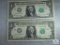 Lot of Two Sequentially-numbered US $1.00 Small-size STAR NOTES