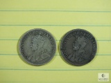 (2) 1916 Canadian .925 Silver Dimes