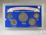 Silver Americana Series 1935-D Half, 1930 Quarter, 1940-D Dime, 1934 Nickel, 1943-D WWII Steel Cent