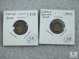 1876 Seated Dime Holed & 1889 Seated Dime AG