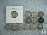 Lot of 13 Mixed Date and Mint Silver Dimes