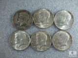 Group of Six 1964 90% Silver Kennedy Half Dollars