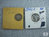 1936 & 1941-S Mercury Dimes