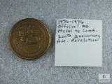 1776-1976 Official Maryland Medal to Commemorate 200th Anniversary American Revolution