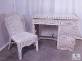 Wicker Desk and Chair - Glass Top on Desk