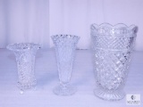 Group of Three Clear Glass Vases