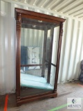 Wooden Display Case with Glass Front, Sides and Shelves