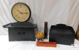 Two Tabletop Chests, Incense Burners, Candle Holder, PotteryBarn Clock