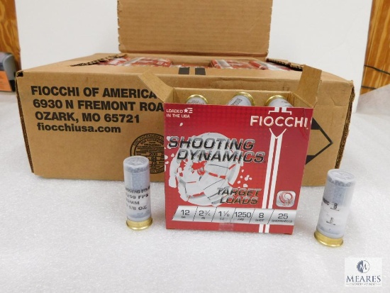 250 Rounds Fiocchi .12 Gauge Shotgun Shells 2 3/4" 1 -1/8oz. Lead Shot #8 1250 FPS