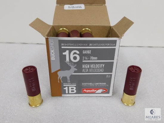 25 Rounds Aguila .16 Gauge Buckshot. 2 3/4" #1 Buck 1250 FPS