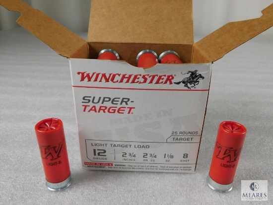 25 Rounds Winchester Super-Target 12 Gauge 2-3/4" 8 Shot Shells