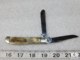 Case #AG207 Mini-Trooper 2 Blade Stainless Steel Knife - Appaloosa Bone Handle
