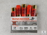 5 Rounds Winchester 12 Gauge 9 Pellet 00 Buckshot 2-3/4
