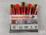 5 Rounds Winchester 12 Gauge 00 Buckshot 9 Pellets 2-3/4