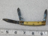 Vintage Bone Handle 3 Blade Small Pocket Knife