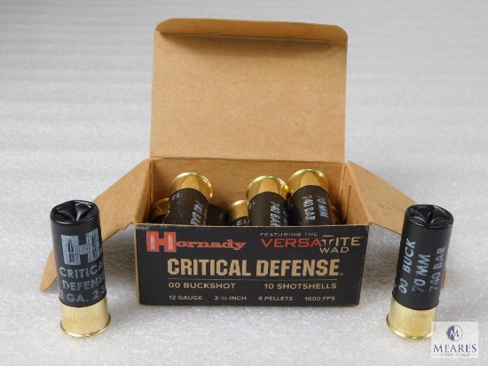 10 Rounds Hornady Critical Defense .12 Gauge Buckshot 2 3/4" 00 Buck 8 pellet 1600FPS