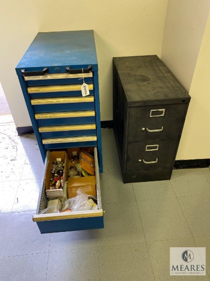 Two Metal Storage Cabinets with Contents (1) with Tube Fittings