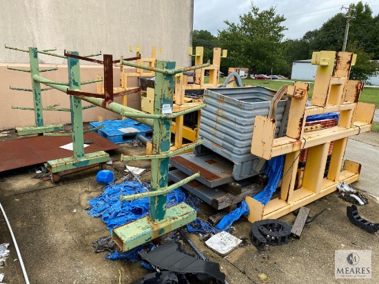 Metal Lot Behind Building - Metal Racks and Storage Boxes